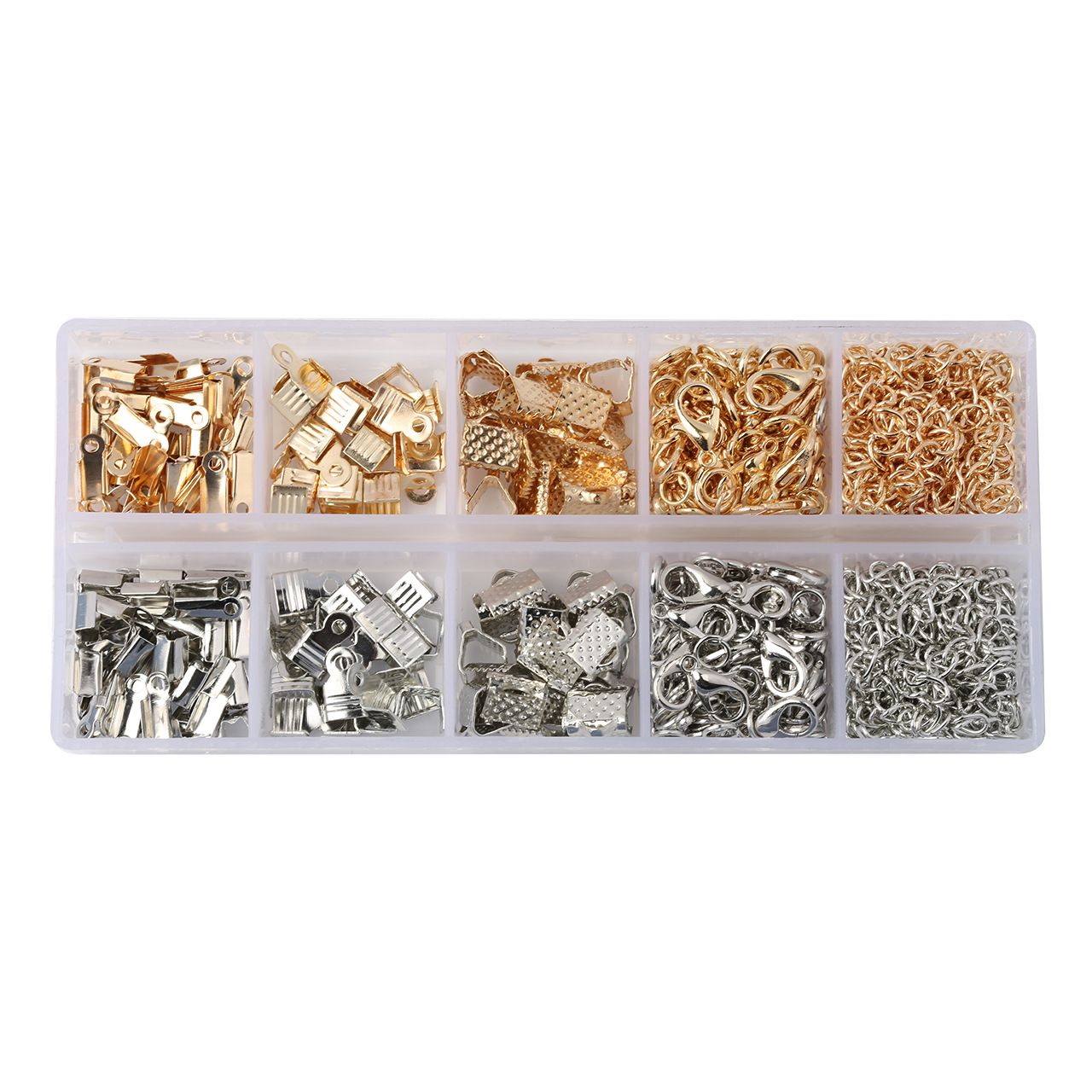 Gold and Sliver Bracelet Ribbon Kit Bookmark Pinch Crimp Ends Lobster Clasps with Jump Rings Gold and Sliver Bracelet Ribbon Kit Bookmark Pinch Crimp Ends Lobster Clasps with Jump Rings