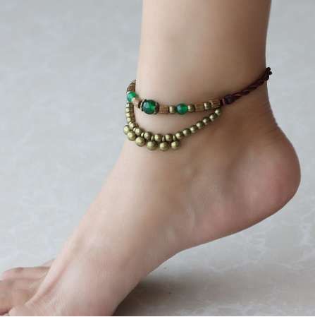 Chalcedony Anklets Chains  Braided Stone Foot ChainsVintage Bohemian Anklet Handmade Beads Anklets Beach AnkletWomen Ethnic Ankelets