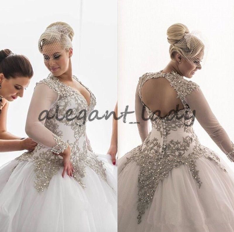 plus size rhinestone wedding dress