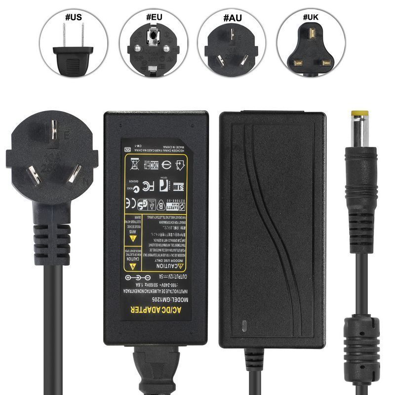 compre fuente de alimentacion de transformador para tira de luz led 5630 5050 3528 smd 100 240v ac dc 12v 5a adaptador para tira de luz led rgb a