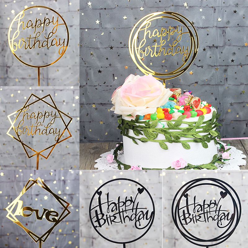 Joyeux Anniversaire Argent Or Paillettes Candle Cake Topper Fournitures Celebration Decorations De Gateau Articles De Fete