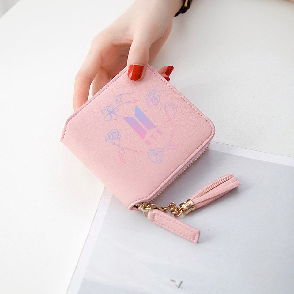 BTS Portefeuille Ado Fille Bangtan Boys Imprimé Porte Feuille Femme Longue Porte Monnaie Cuir Grande Capacite Porte Monnaie Boucle Magnétique Porte Carte Fille Bourse BTS Fans Wallet Bleu 