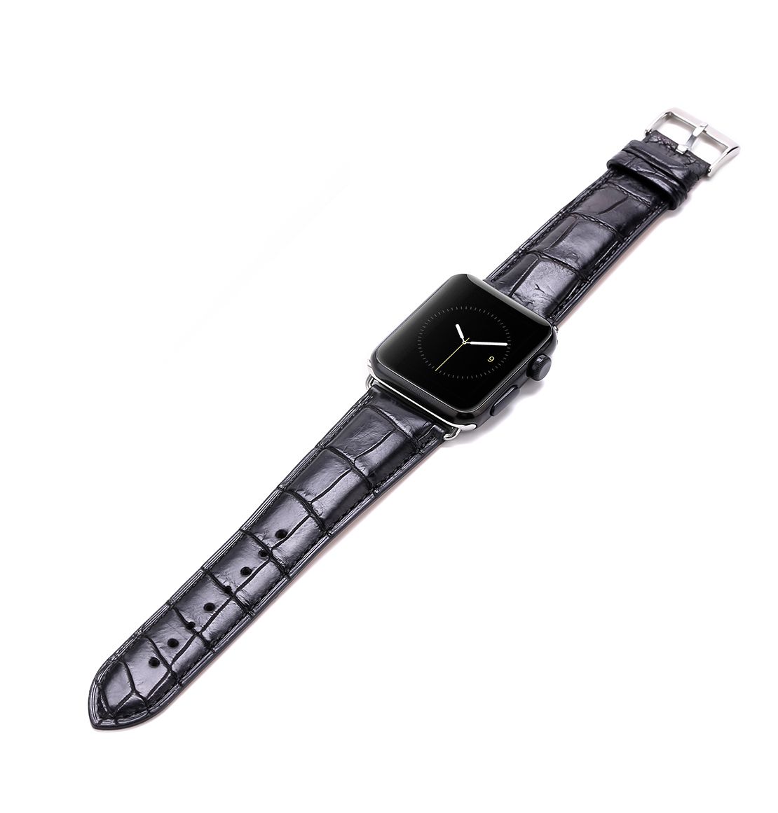 Compra Piel De Cocodrilo Genuina De Lujo Para Reemplazo De Correa De Reloj  De Apple Con Cierre De Adaptador De Acero Inoxidable Para Apple Watch S1 /  S2 / S3 42MM Negro