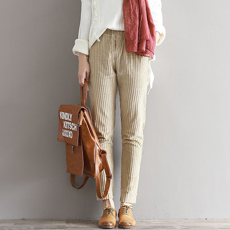 corduroy pants women's elastic waist