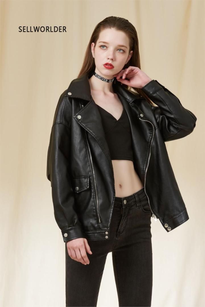 jaqueta de couro oversized