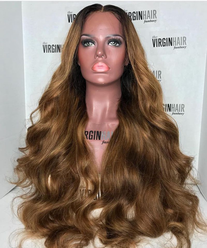 Peruvian Ombre Color Straight Hair Lace Front Human Hair Wigs With