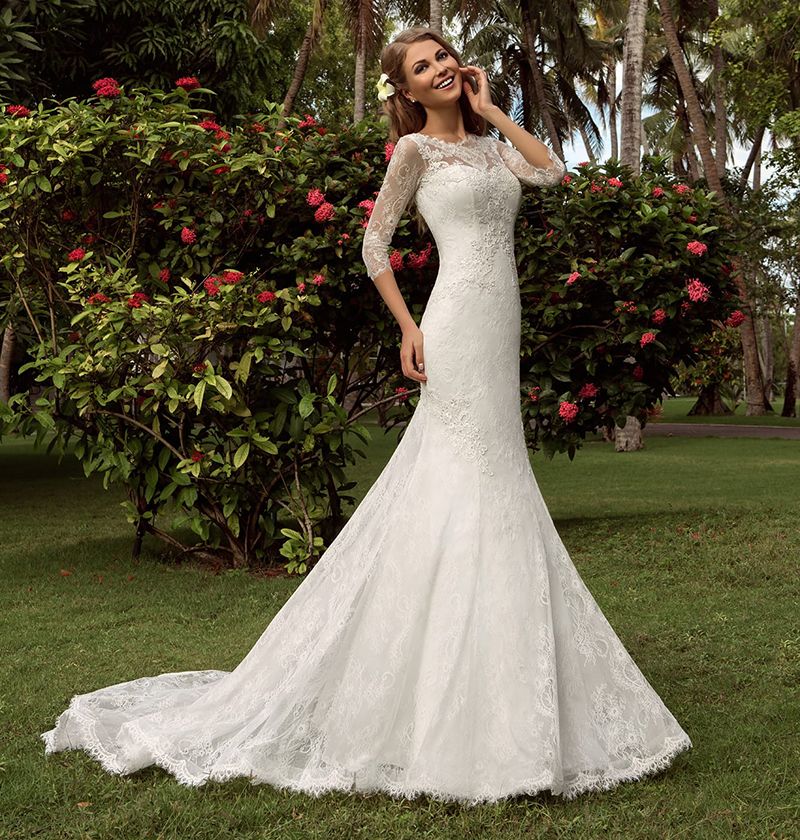 long sleeve lace mermaid bridal gowns