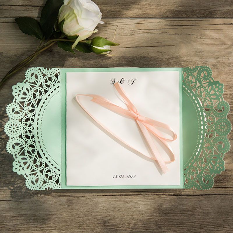 Grosshandel Grun Falten Laser Cut Hochzeitseinladungen Convites De Casamento Postkarte Gunstige Dankeskarten Gruss Mit Umschlag Von Chongyangclothes005 65 28 Auf De Dhgate Com Dhgate