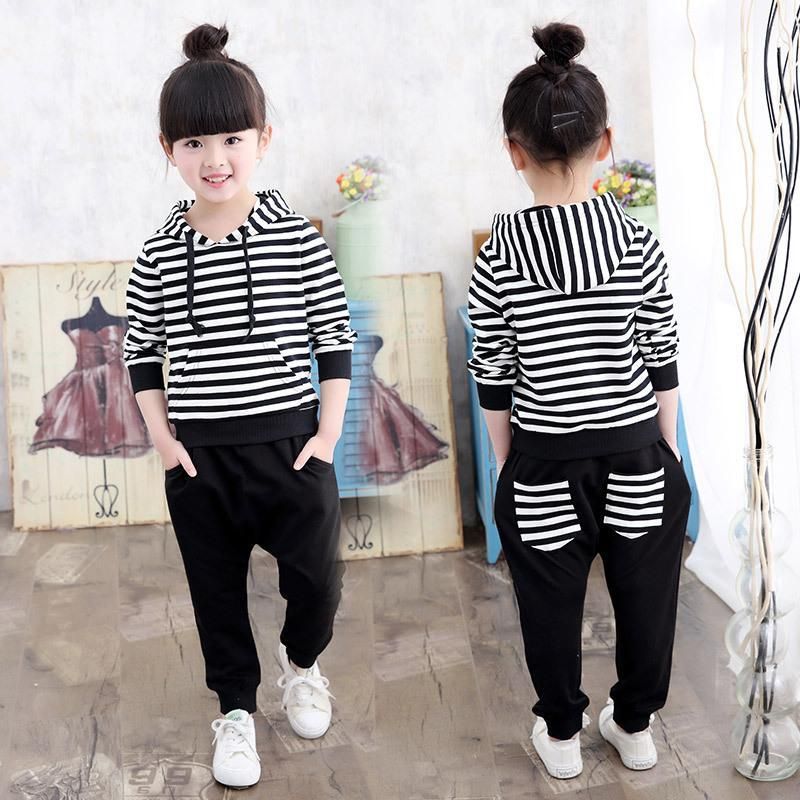 Acquistare Tuta Sportiva Bambina Primavera Autunno Bambina Tute Bambina Con  Cappuccio A Righe + Pantaloni Harem Abbigliamento Bambini 2 3 4 5 6 7 8 9  10 Anni Economico | Consegna Veloce E Qualità | DHgate Italy