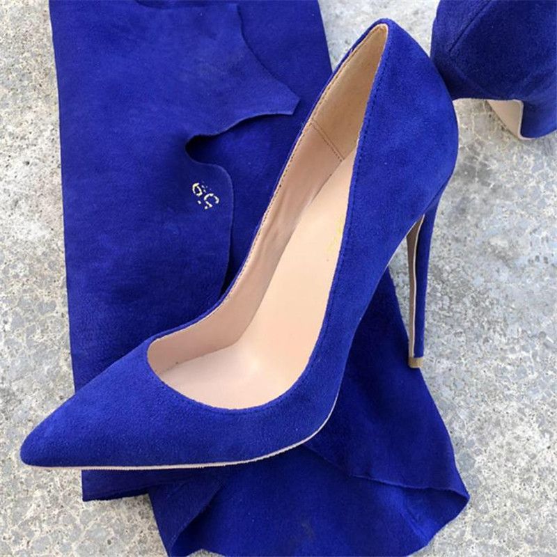 navy blue suede high heels