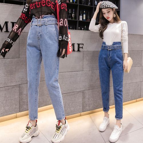 21 18 Autumn Winter Harem Jeans Womens For Fashion High Waist Boyfriend Jeans Plus Size Blue Chic Denim Pants Trousers From Tayler 18 44 Dhgate Com