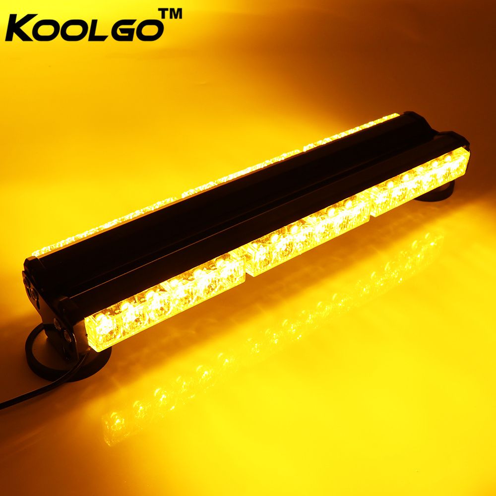 18/" 108W 36LED Work Light Bar Traffic Advisor Roof Top Warning Strobe Lamp Amber