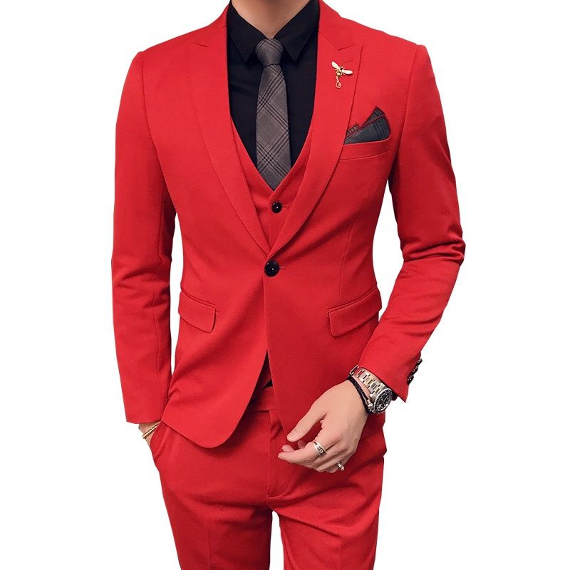 Trajes de boda para hombre 2019 Trajes rojos para hombre Oranje Pak Royal Blue Party