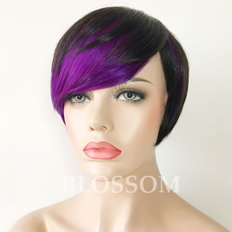 New Ombre Short Wigs for Black Women Black Rooted Side Blue Red Bangs Blue Hair Highlights New Ombre Short Wigs for Black Women Black Rooted Side Blue Red Bangs Blue Hair Highlights