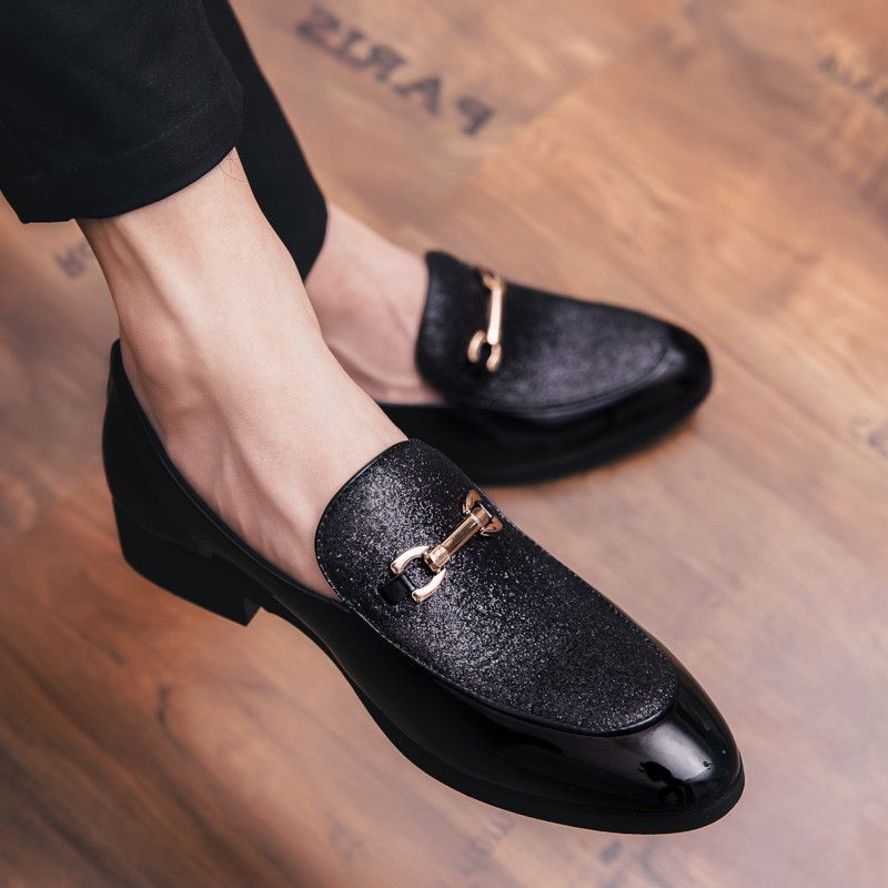 Luxury Glitter Loafer New Italian Men Business Shoes Black Wedding