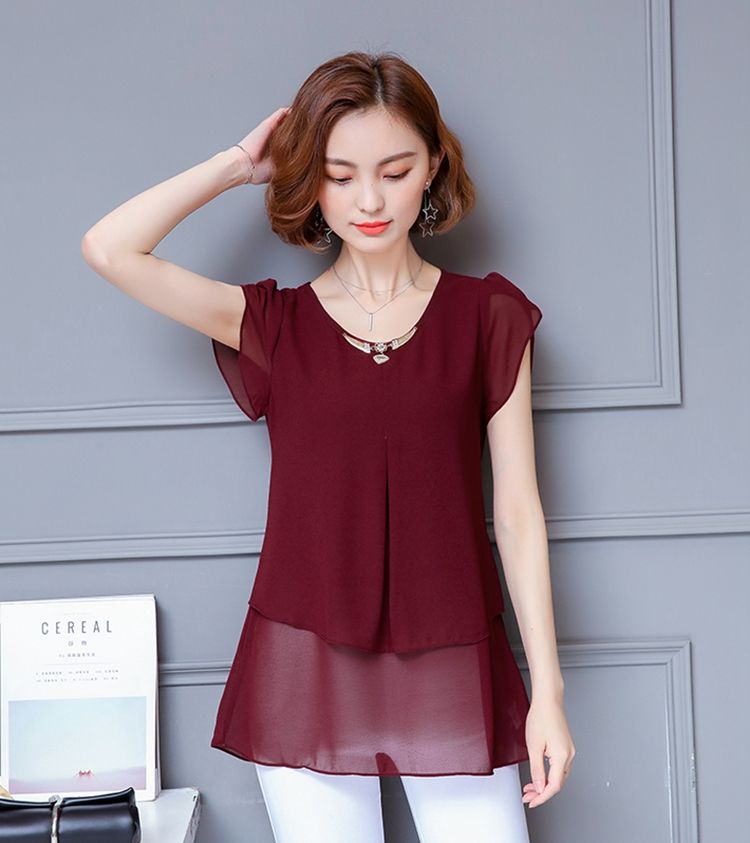 Compra Nueva Blusa Camisa Verano Estilo Blusas Mujer Varios Colores Casual  Tops O Cuello Camisa De Gasa Manga Corta Blusas Femininas Barato | Entrega  Rápida Y Calidad | Es.Dhgate