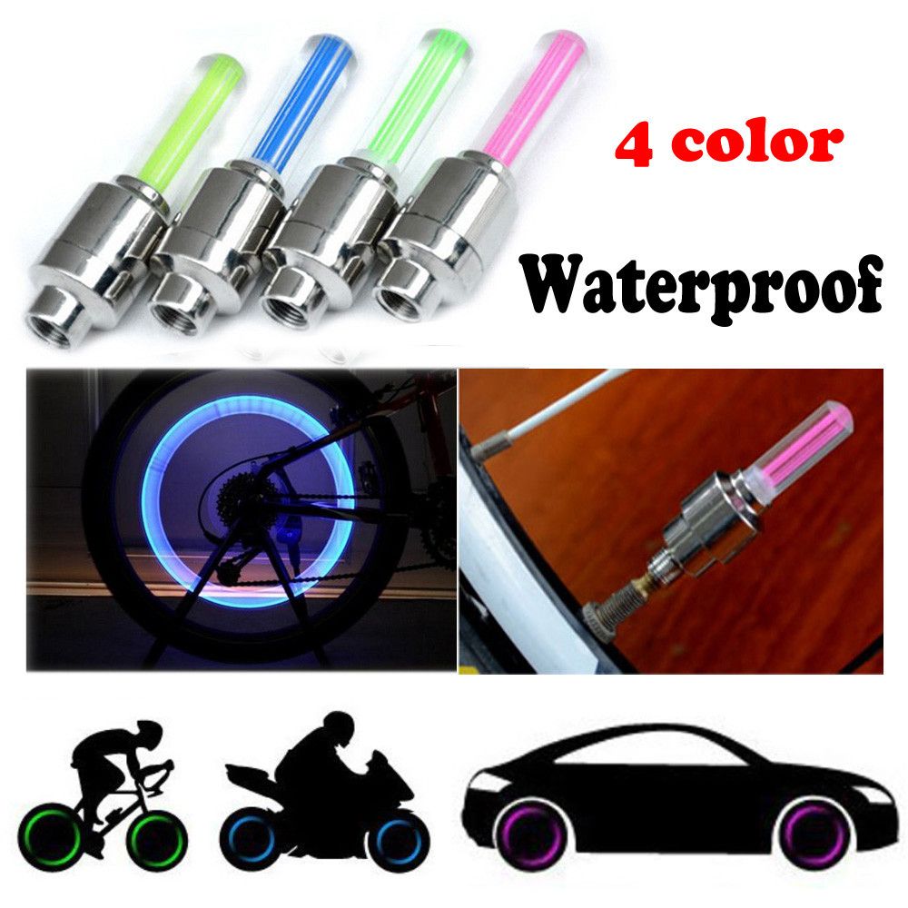 For Car Motorbicycle Bike Bicycle LED Lamp Flash Tyre Wheel Lamp Valve Cap Light