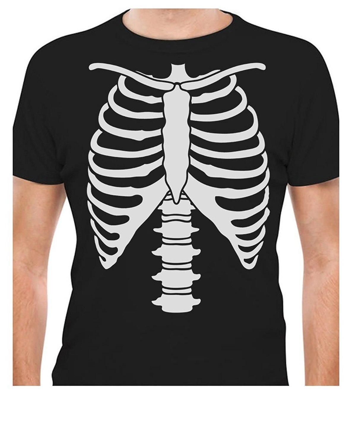 Printed Tee Shirt Design Halloween Skeleton Rib Cage Xray Front