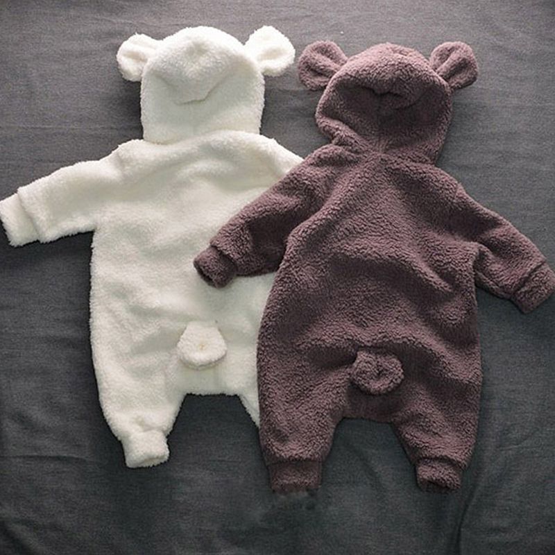 Ropa infantil para bebés Mameluco para bebés Oso lindo Orejas de terciopelo  de doble cara unidos