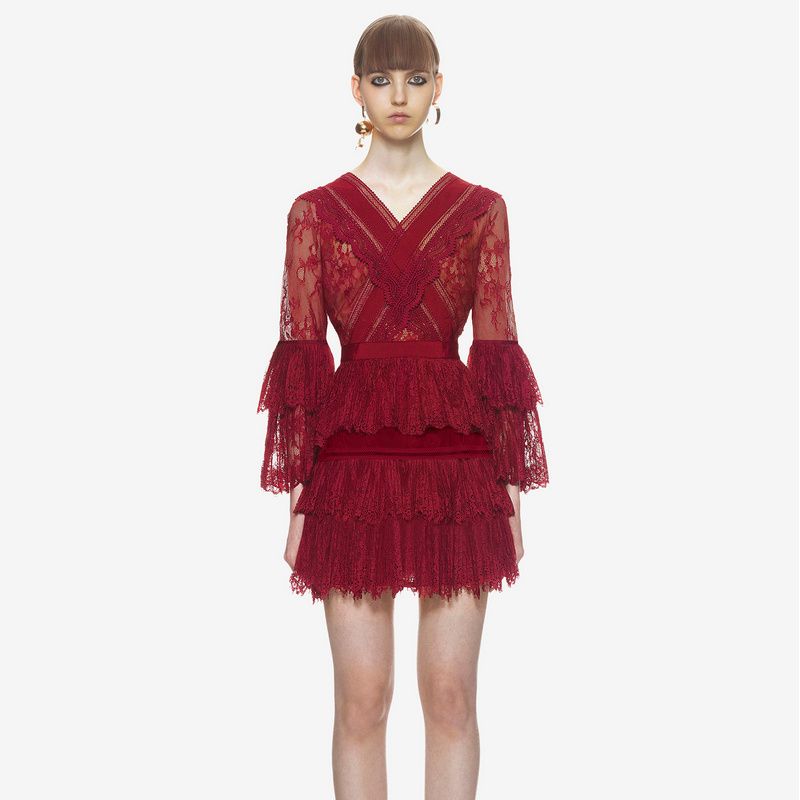 designer lace dresses with sleeves