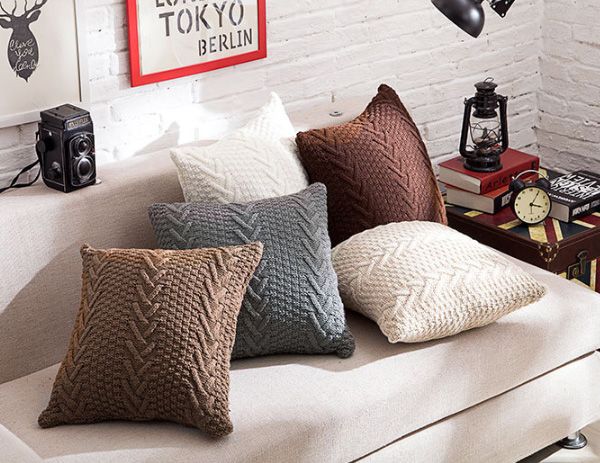 Woolen Knitted Pillow Case Home Winter Warming Cushion Covers 45