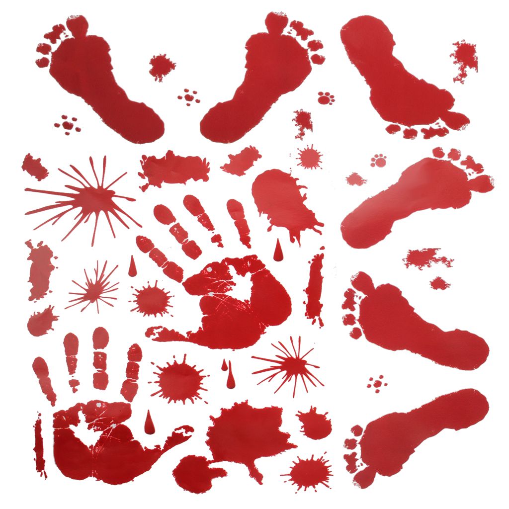 Best Halloween Wall Stickers Bloody Handprint Footprint Horror Window