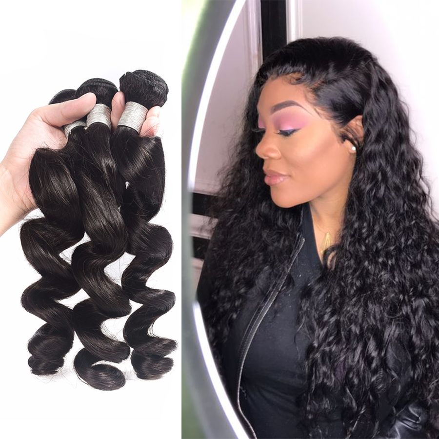 8a Peruvian Loose Wave Hair Bundles Non Remy Human Hair Weave