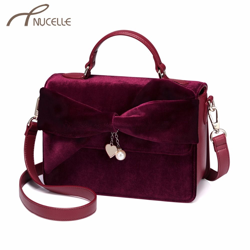 NUCELLE Womens Velvet Handbags Ladies Fashion Brand Tassel Tote ...