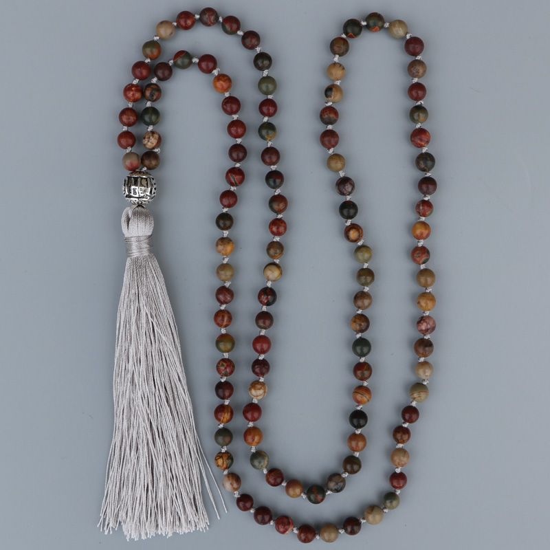 Großhandel Edothalia 6 Mm Picasso Stein Quasten Halskette Für Frauen Mädchen Sechs Wörter Sprüche Anhänger 108 Perlen Halskette Naturstein Schmuck Von