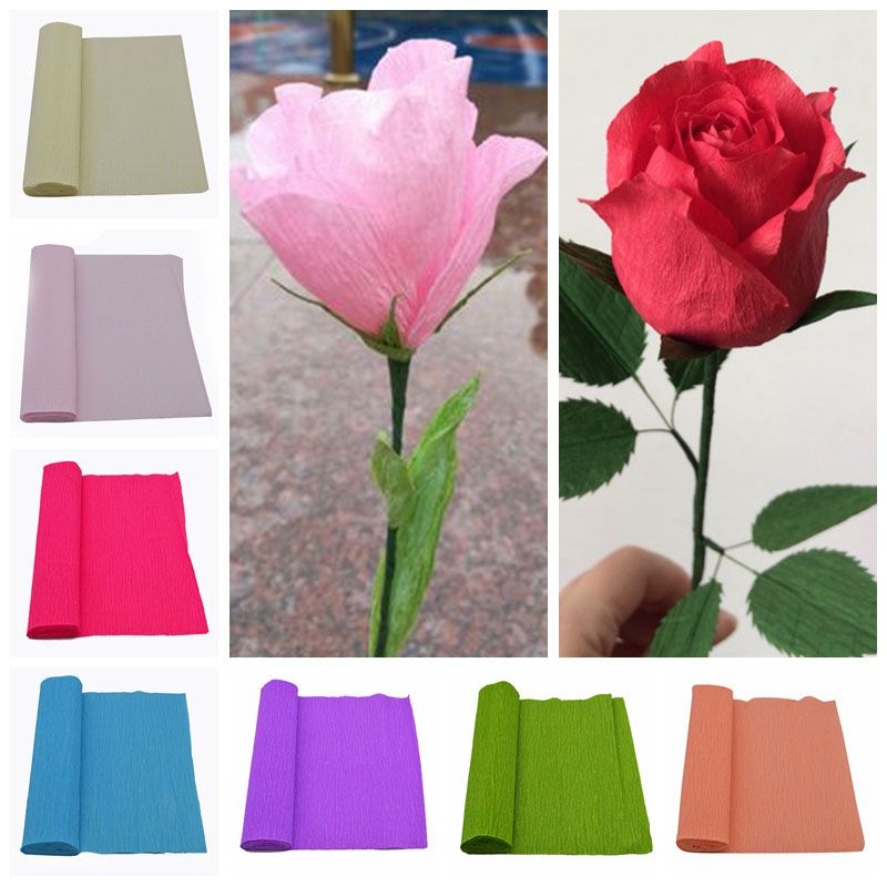 250x25cm 1 roll diy flower making crepe papers wrapping flowers gifts packing material handmade diy wrapping paper craft decor kraft wrapping paper crepe paper flower