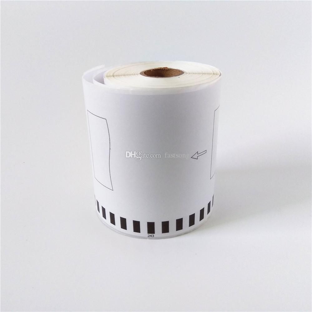 10 Rotoli Etichette Termiche Brother DK-22243 - 102x30.48m (4x100 Ft), Nero Su Bianco, Con 2 Portaetichette