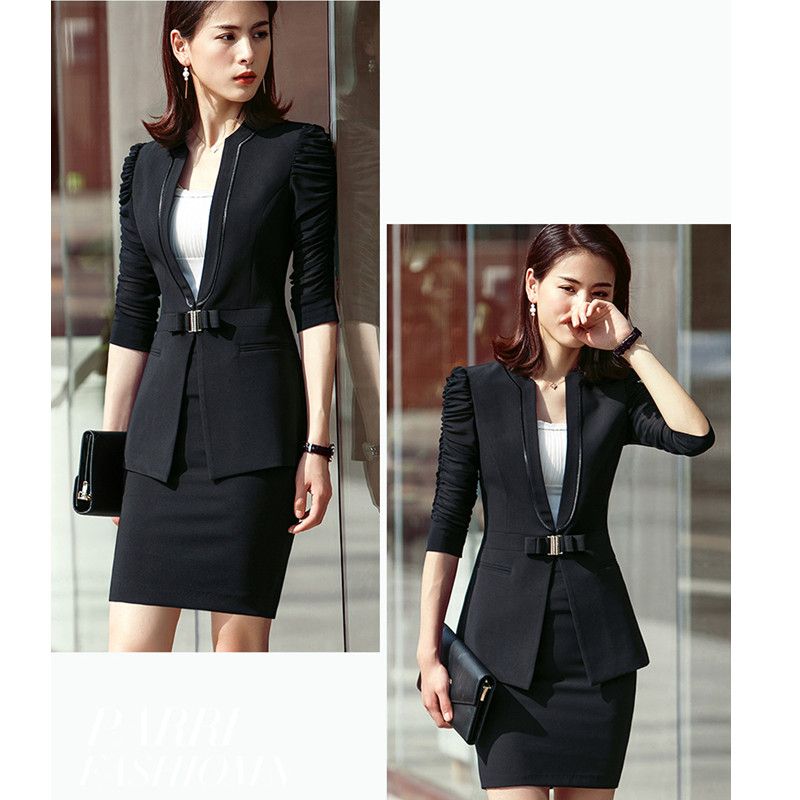 black jacket and skirt set