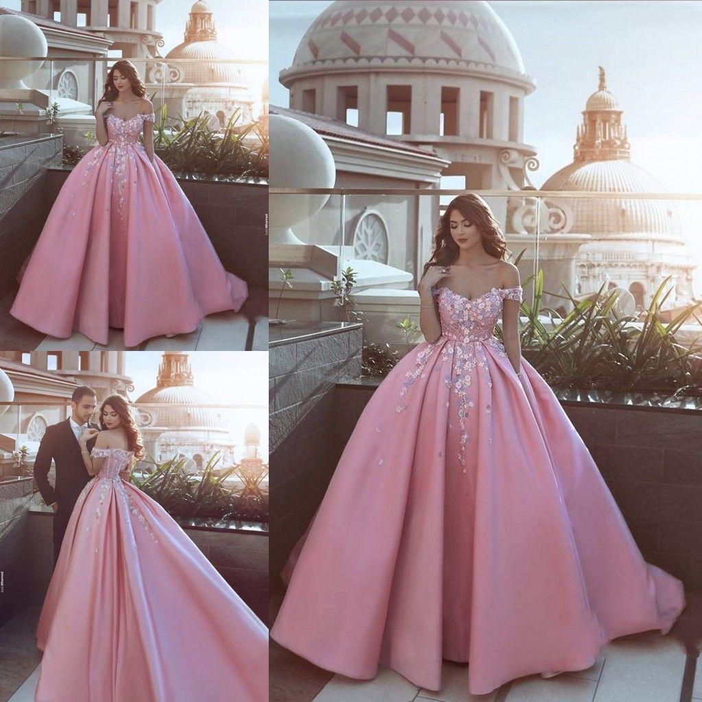 light pink ball gown prom dresses