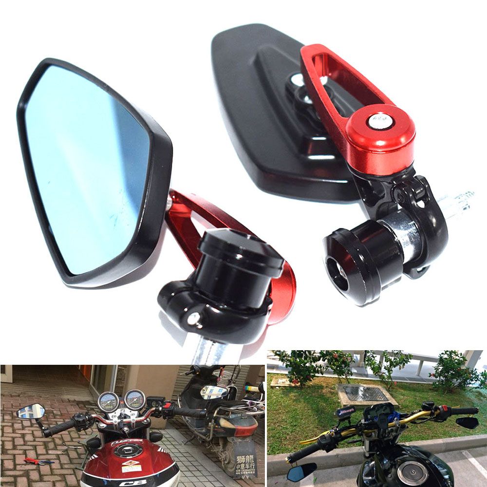 For 7/8 Mm Motorcycle Mirrors Handle Bar End Side Rearview Mirrors Blue