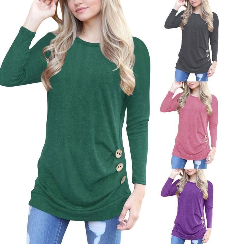 Spring Summer 2018 Fashion Casual Women T Shirt O Neck Long Sleeve