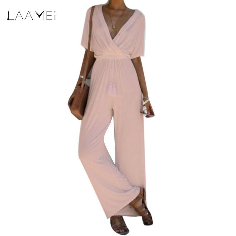 pink wide leg jumpsuit