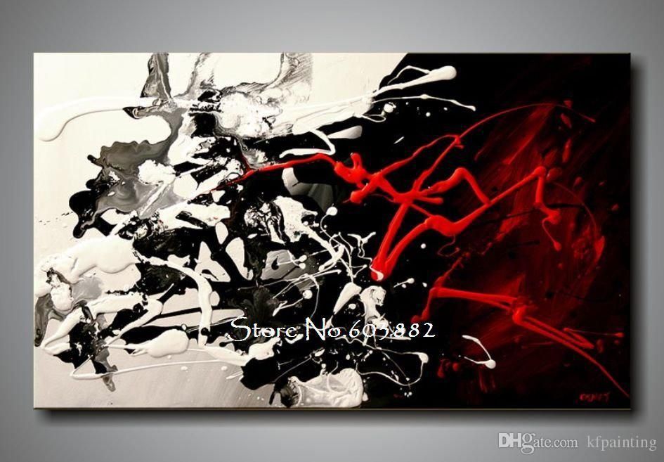 2019 100 Hand Painted Discount Large Black White And Red Abstract Art Wall Art Canvas High Quality Decor From Kungfuart Price Dhgatecom