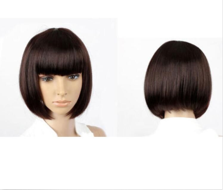 brown bob with bangs wig