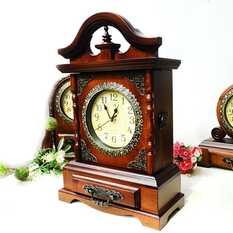 2020 Household Antique Wooden Clock With Key Storage Drawer