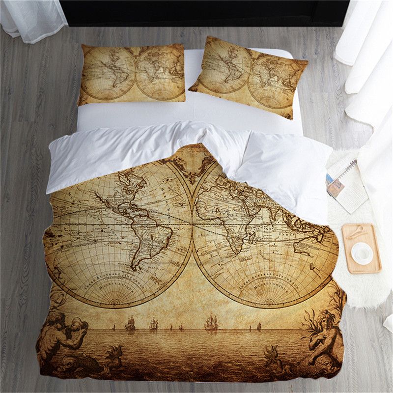 3d Retro Map Bedding Set Vintage Bed Duvet Cover Twin Full Queen King All Size Silk Sets Custom Covers From Hybeddings 69 64 Dhgate Com