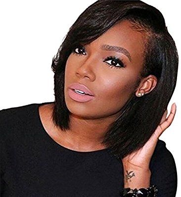 Cute Side Part Bob Cut Full Lace Human Hair Wigs For Black Women