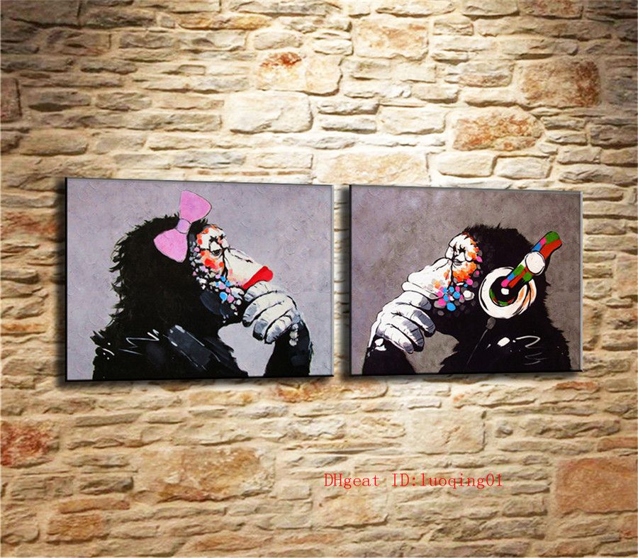 2020 Dj Monkey Couple Canvas Pieces Home Decor Hd Printed