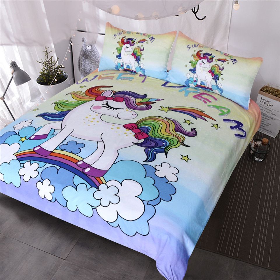 Unicorn Kids Bedding Duvet Cover Set Cute Magical Unicorn With