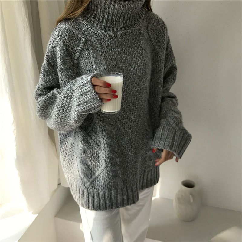 loose turtleneck sweater dress