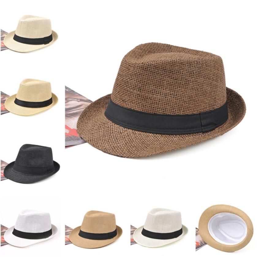 Unisex Men Women Hat Fedora Trilby Wide Brim Straw Cap Summer Beach Sun Panama