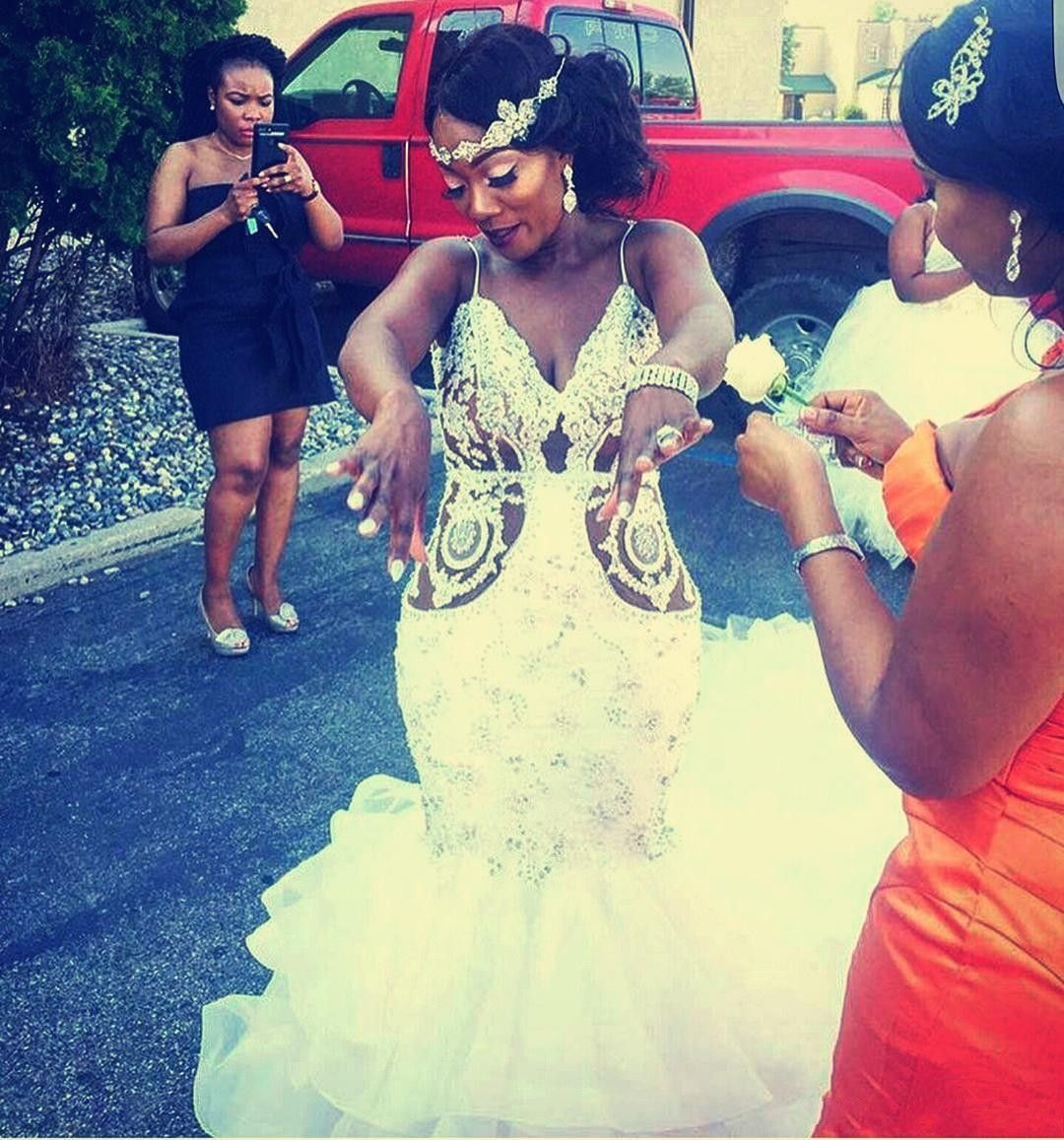 2019 Sexy South African Black Women Luxury Mermaid Wedding Dresses