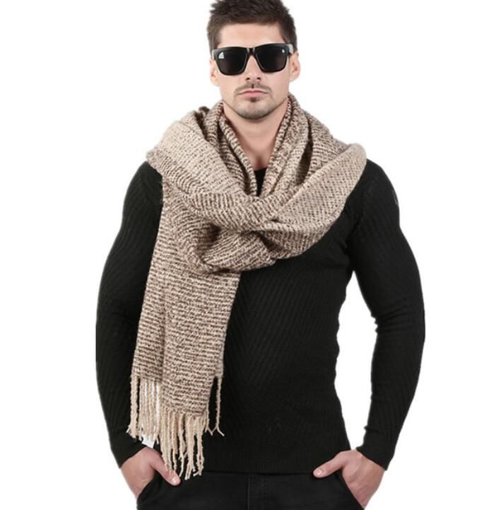 Diseño moda para hombre Bufandas Hombres lana de invierno de punto bufanda de cachemira