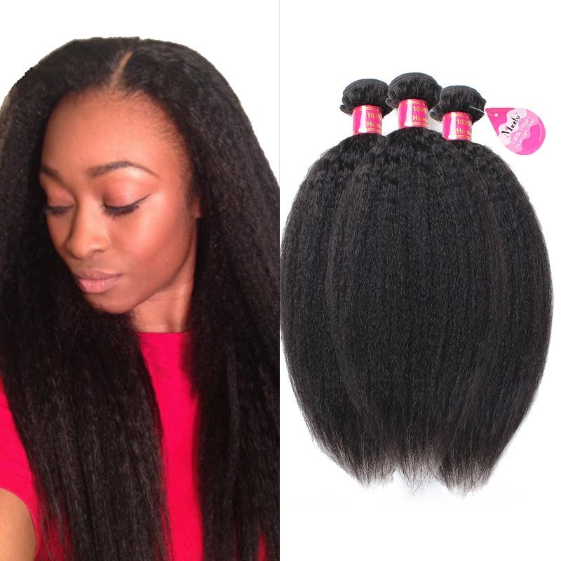 10a Kinky Straight Hair 3 Bundles Yaki Human Hair Weave