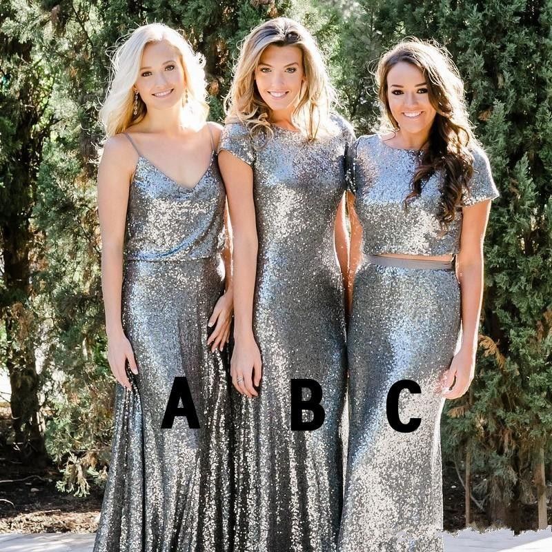 silver sequin bridesmaid dresses