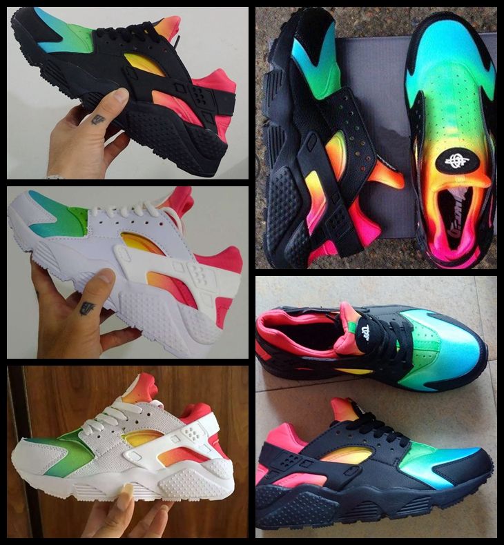 black and rainbow huaraches